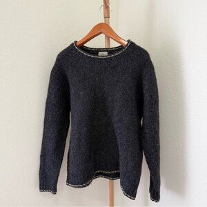 L.L. Bean Charcoal Gray Crew Neck Merino Wool Sweater Women’s Size Large